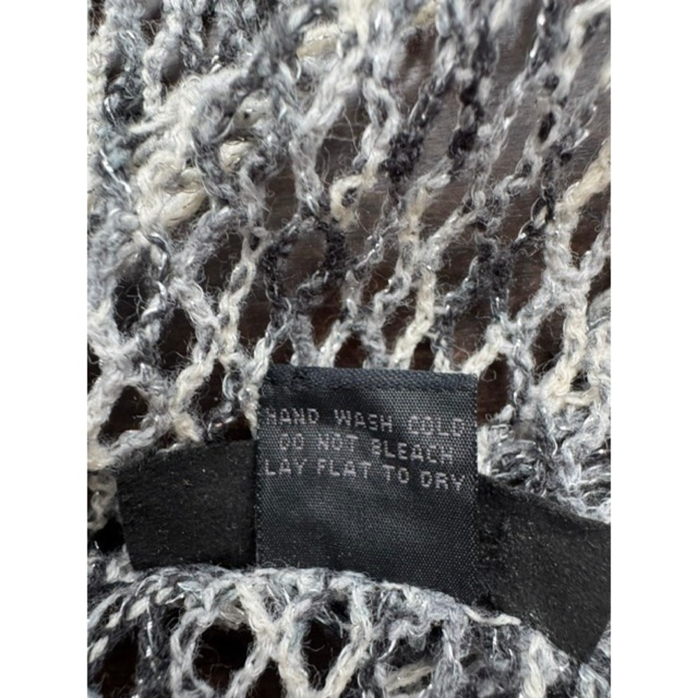 Steve Madden Metallic Open Knit Infinity Scarf Black Gray One Size - Picture 6 of 8